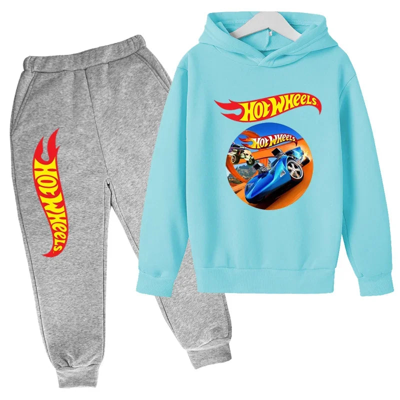 Kids Clothing Hot Wheels Car Game Printed Hoodie Coat 3-12 Yrs Boys Girls Toddler Top+pants Fashion Sweatshirt Casual Sportswear