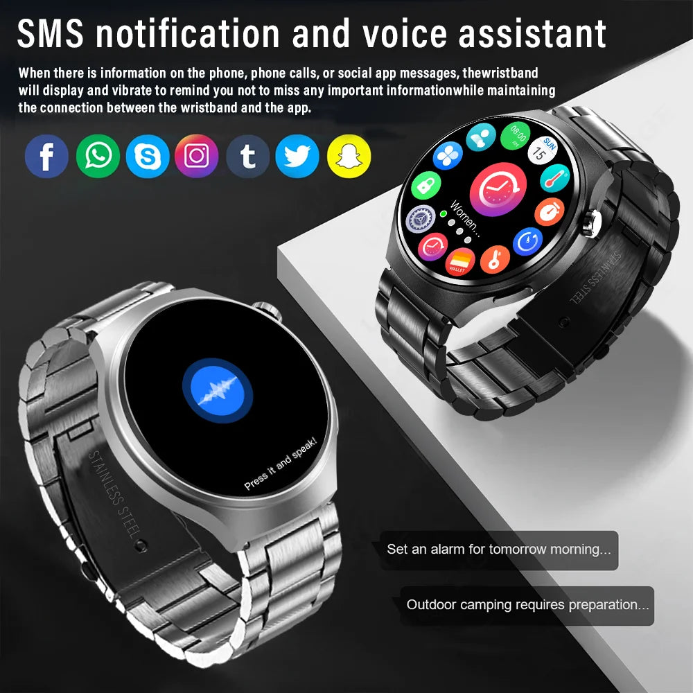 LAXASFIT 2026 New Smart Watch for Men Full Touchscreen Bluetooth Call Sports Fitness Smart Wristwatch Holiday Gift