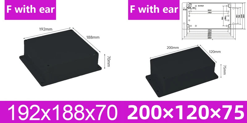 ABS Waterproof Box Housing Electronic Safe Case Plastic Boxes Black Wire Junction Box Plastic Organizer IP67 Waterproof Enclosur