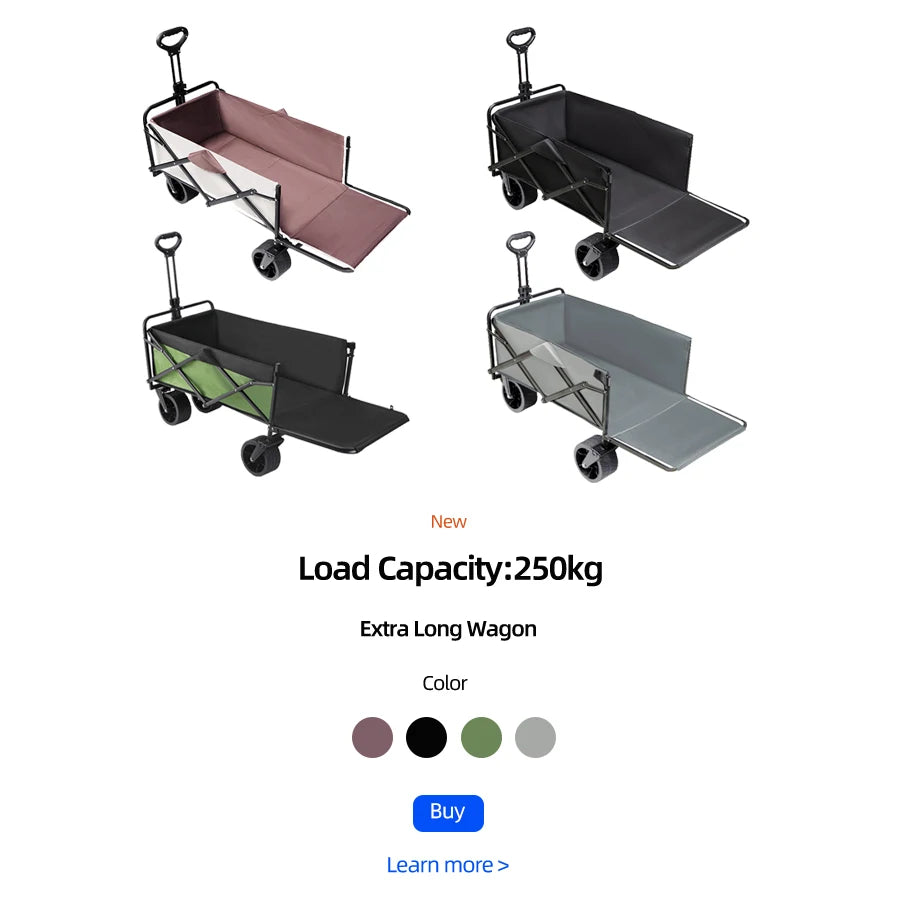 Collapsible Folding Utility Beach Wagon Cart Heavy Duty Large Capacity Fold Wagon Outdoor Trolley Portable Camping Cart Table