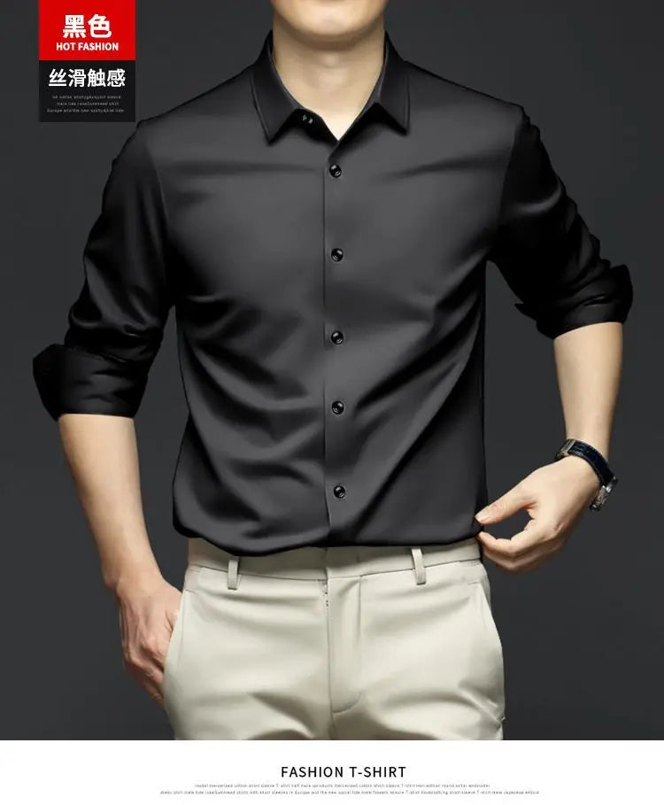 Men's White Shirt Long Sleeve Non iron Business Dress Slim Fit Korean Version Professional Work White Casual Men's Suit Shirt