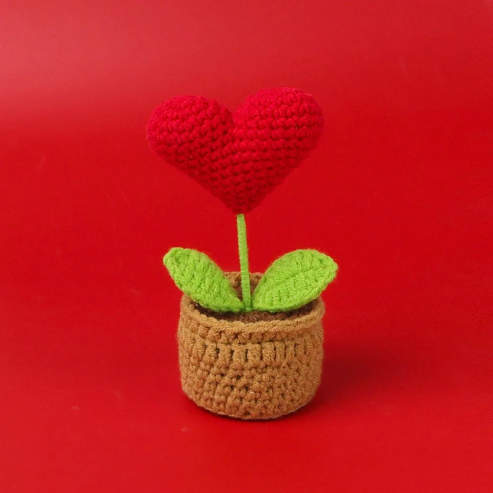 New Crochet SunFlowers Cute Knitting Flowers Potted Graduation Gift Handwoven Plant Car Table Home Decor Items