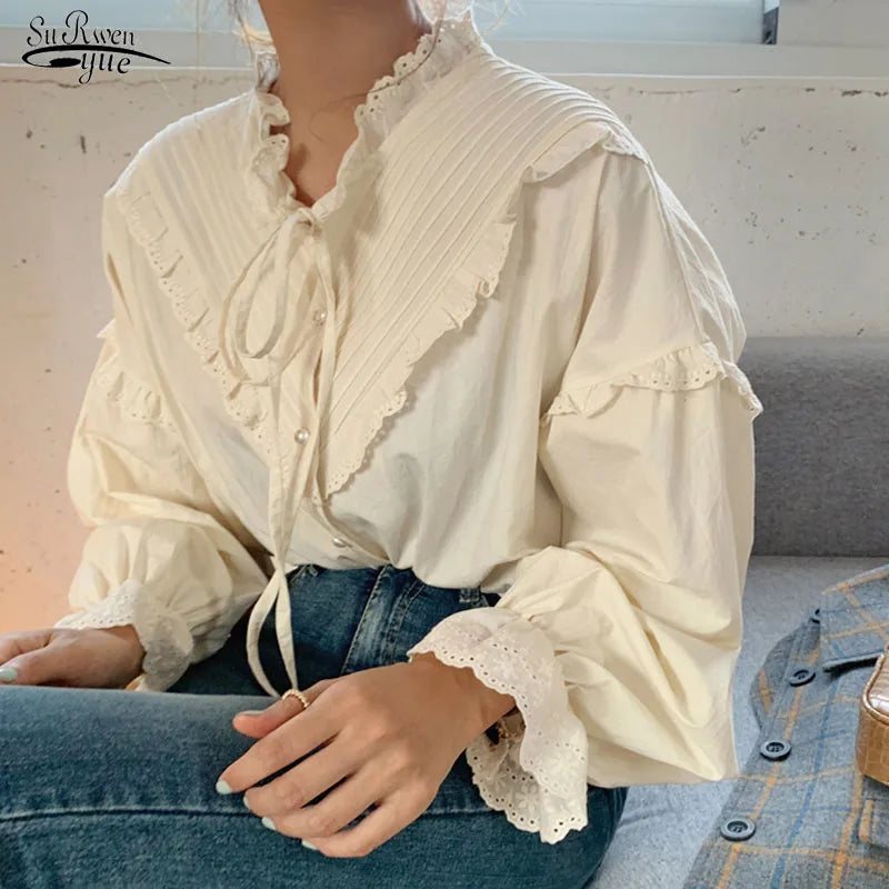 V-neck Sexy Shirts Women Summer See Through Boho Mesh Blouse Ruffle Flare Sleeve Elegant Peplum Tops Ruffles Ladies Blusas 13459