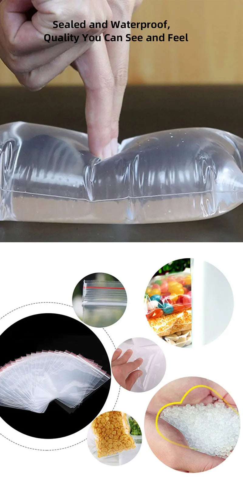 Wholesale Plastic Transparent Ziplock Bags Clear Resealable Waterproof Food Storage Bags Small Jewelry Zip Seal Packaging Bags