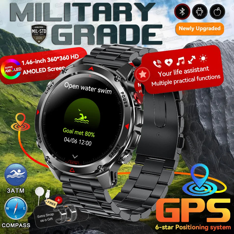 Forerunner 570 GPS Smart Watch 3ATM Waterproof  AMOLED Screen MULTI-BAND GNSS Compass Altimeter Flashlight Sports Smartwatch Men