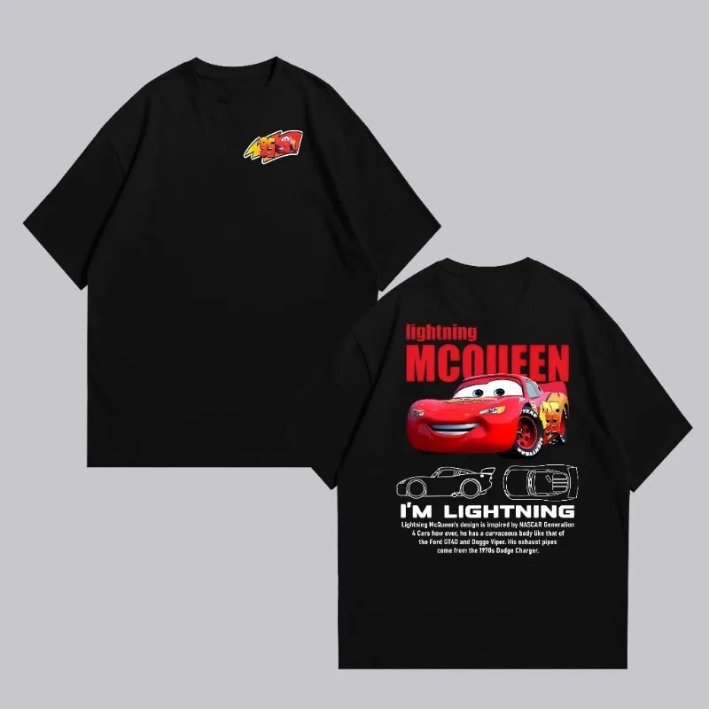 Summer New Lightning Mcqueen and Sally Printed Couple T-shirt Sally and Mcqueen Casual Cute Women's T-shirt Casual Tee Tops