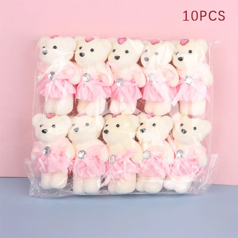 10Pcs 12cm Bear Flower Bouquet Toy Cartoon Doll Bear Bouquet Graduation Birthday Wedding Gifts Party Decor small gifts
