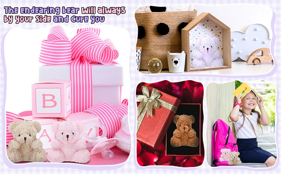 12-48Pcs Mini Plush Bears 4 Inch Small Bear Stuffed Animal Toys Tiny Fuzzy Bear Soft Bear Stuffed Doll for Birthday Party Favors