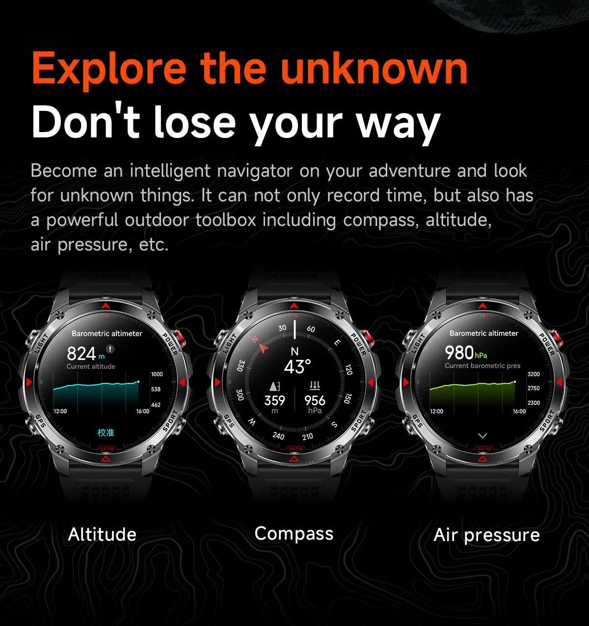Forerunner 570 GPS Smart Watch 3ATM Waterproof  AMOLED Screen MULTI-BAND GNSS Compass Altimeter Flashlight Sports Smartwatch Men