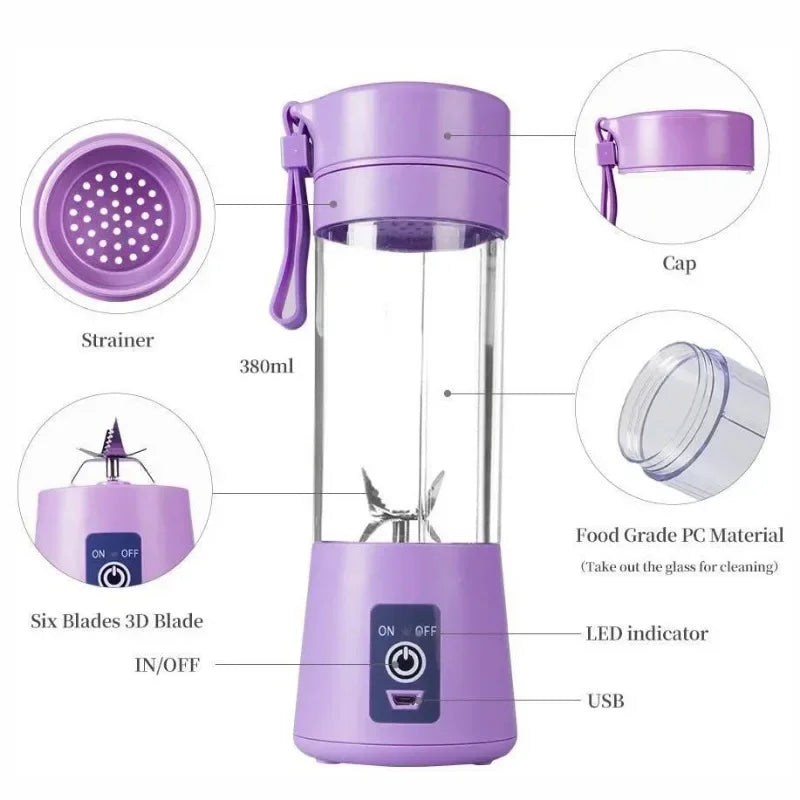 Used for making milkshakes and smoothies, travel fruit juicing cup, handheld fruit blender, portable electric blender.