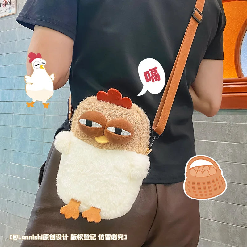 Creative Dozy Chicken Plush Bag Doll Pentant Squawk Alcoholic Chicken Soft Stuffed Cotton Plush Tote For Birthday Gift To Friend