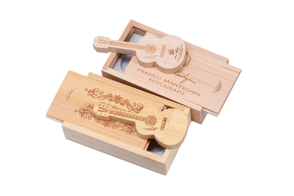 JASTER USB 3.0 Flash Drives Wooden Guitar 128GB Free Custom Logo Pen Drive 64GB with Box Memory Stick Music Business Gift U disk