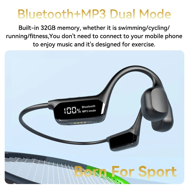 Bone Conduction Earphones IPX8 Waterproof Headset for Swimming New Bluetooth Wireless Sport Headphones MP3 32G RAM Hifi Stereo