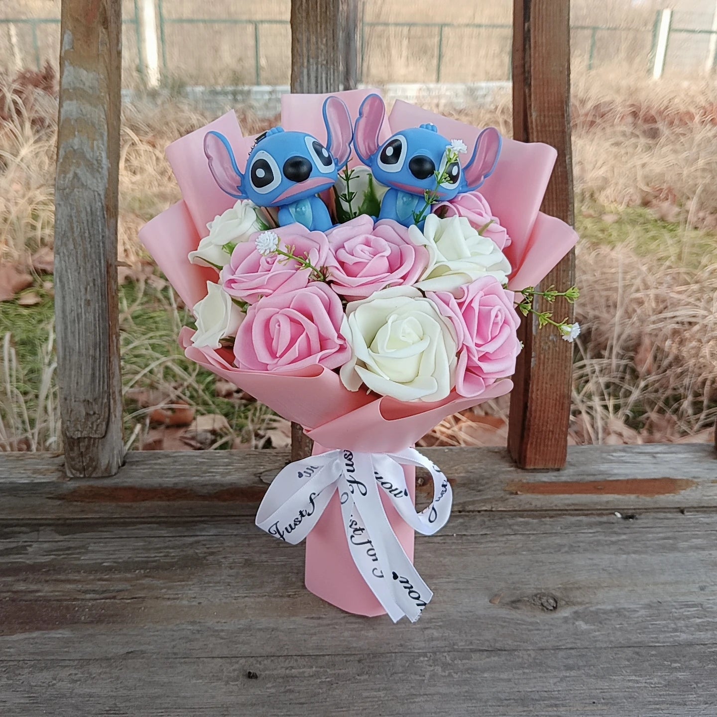 Lilo & Stitch Bouquet Major Holiday Gift PVC Rose Sunflower Anime Stuffed Doll Birthday Girl Valentine'S Christmas Day Girl Gift