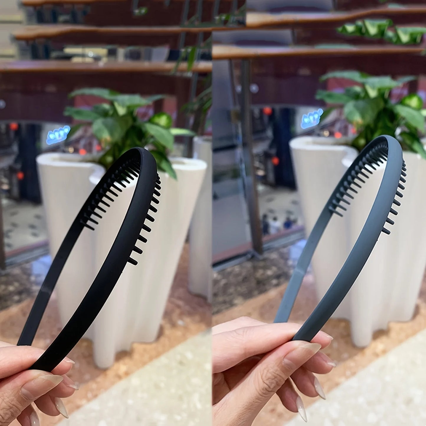 2 PCS Non Slip Fashion Effortless Plastic Headbands with Teeth Comb Skinny Hair Bands for Women Men Teen Girls Sports Headbands