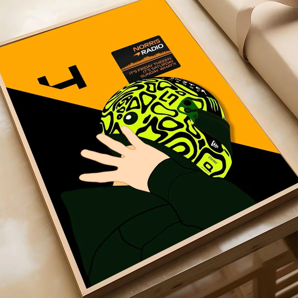 1pc F1 Formula 1 L-Lando Norris Poster Self-adhesive Art Waterproof Paper Sticker Coffee House Bar Room Wall Decor