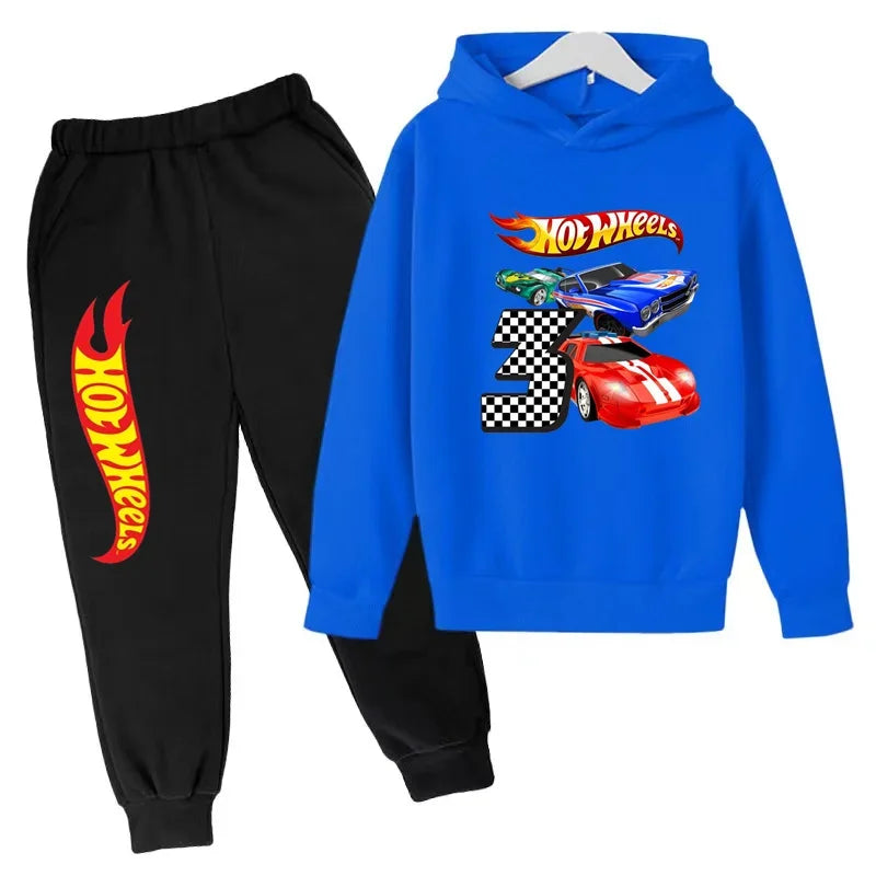Kids Clothing Hot Wheels Car Game Printed Hoodie Coat 3-12 Yrs Boys Girls Toddler Top+pants Fashion Sweatshirt Casual Sportswear