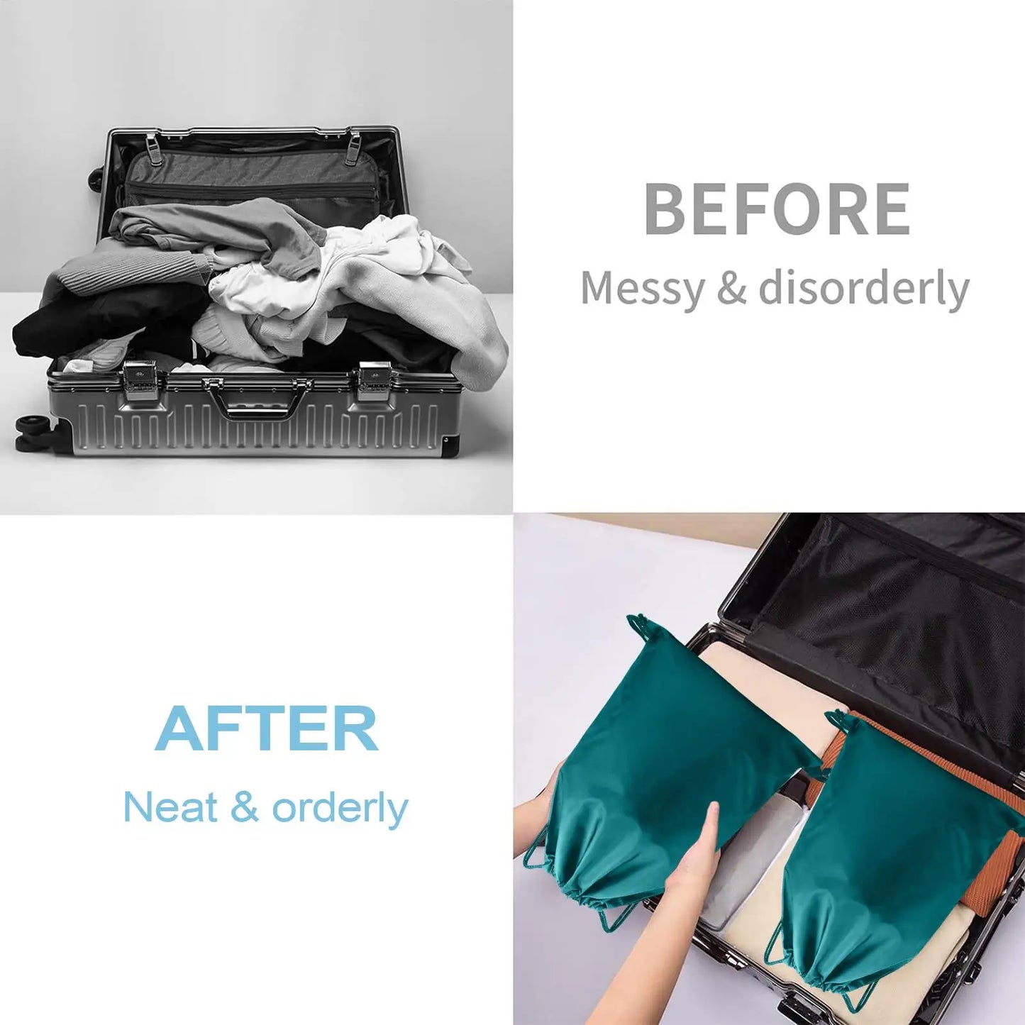 2 Pack Waterproof Drawstring Bags 30x20cm Reusable PE Pouch for Shoes Wet Clothes Outdoor Gym Swimming Travel Sports Storage Bag