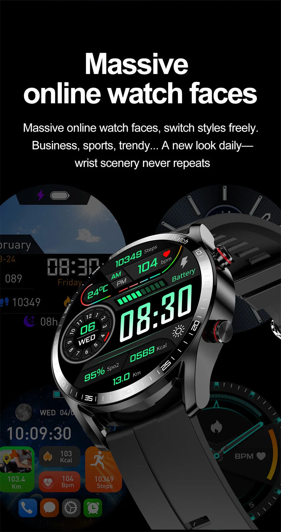 ChiBear New 1.53inch Bluetooth Call Smart Watch Men Multi-Sport Mode Heart Rate Health Monitoring Waterproof Business Smartwatch