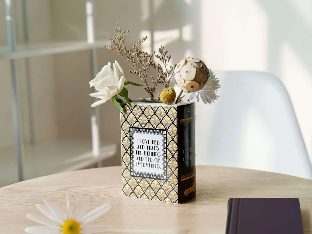 Ceramic Book Vase Pride and Prejudice Cute Bookshelf Decor Unique Gift for Book Lovers Home Interior Wall Shelf Decoration House