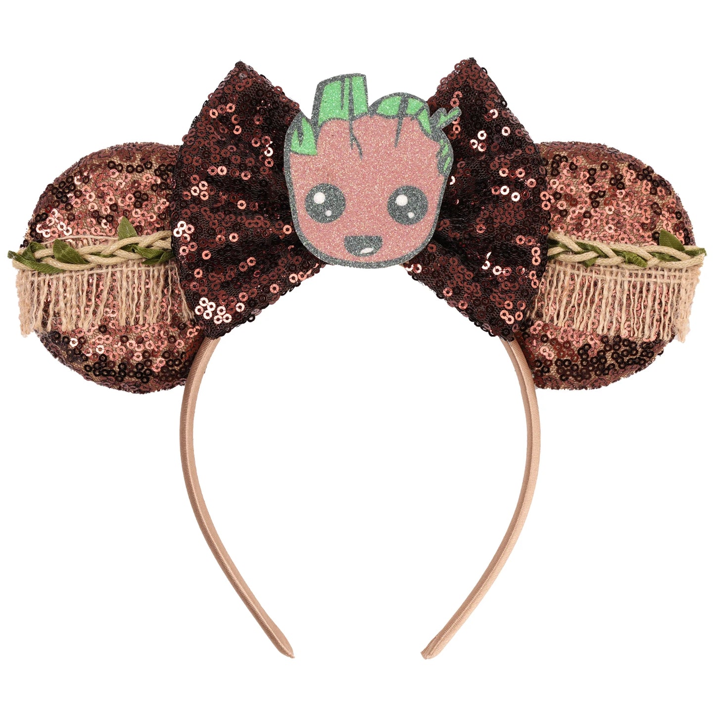 2025 Mickey Mouse Ear Headband Chip and Dale Bow Sequin Hairband Women Hair Hoop Birthday Gift Adult/Child Cosplay Accessories