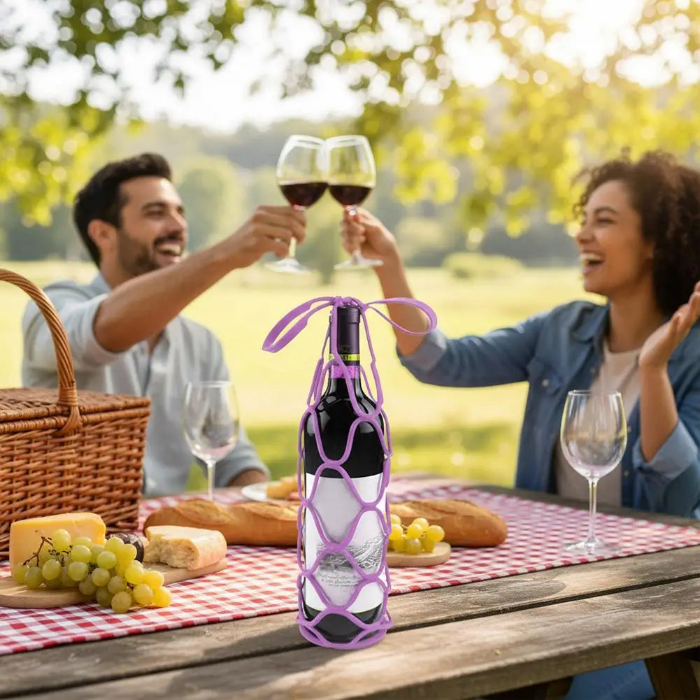 2026 New Versatile Silicone Storage Bags Breathable Mesh Bags Washable Portable Wine Tote Bags Reusable For Daily Picnic Hiking