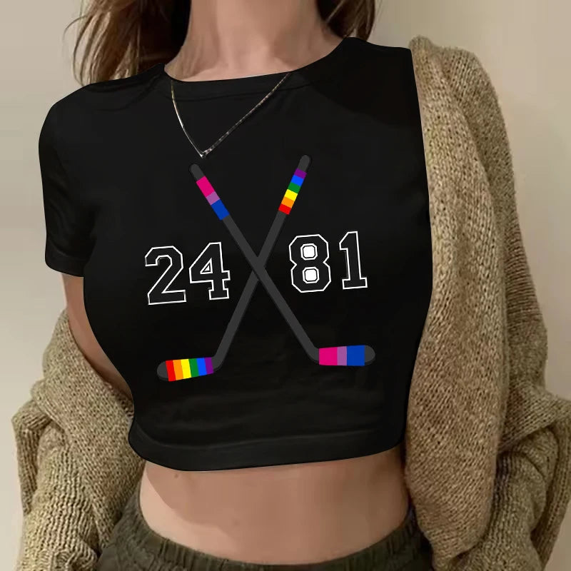 Heated Rivalry Print Graphic Crop Top Women's Sexy Cropped T Shirt Gothic Vintage T-Shirt Women Fashion Y2k Tshirt Clothes Girls