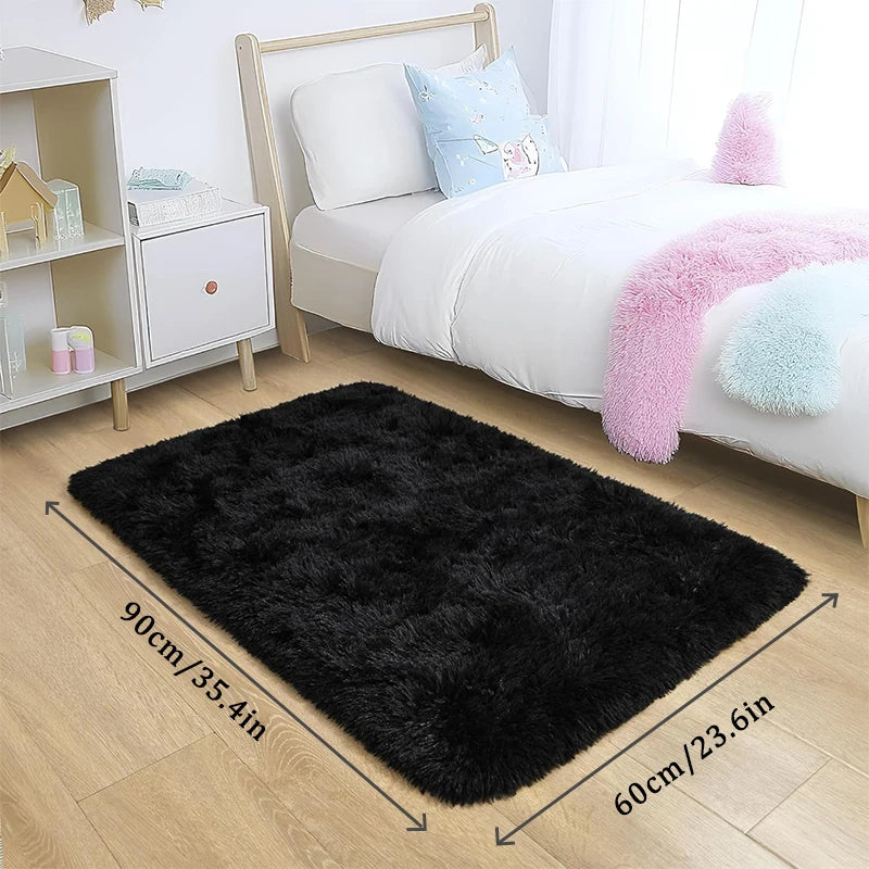 VIKAMA black Area Plush for Bedroom, Living Room Fluffy Rug, Large Area Rug Shag Shaggy Carpet Soft Plush Furry Bedside Rug