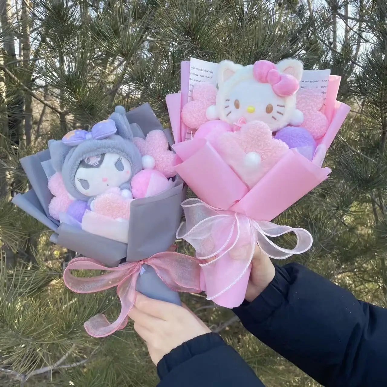 Cartoon My Melody Kuromi Cinnamoroll Kt Cat Plush Doll Creative Flower Bouquet Valentine Christmas Graduation Birthday Gift