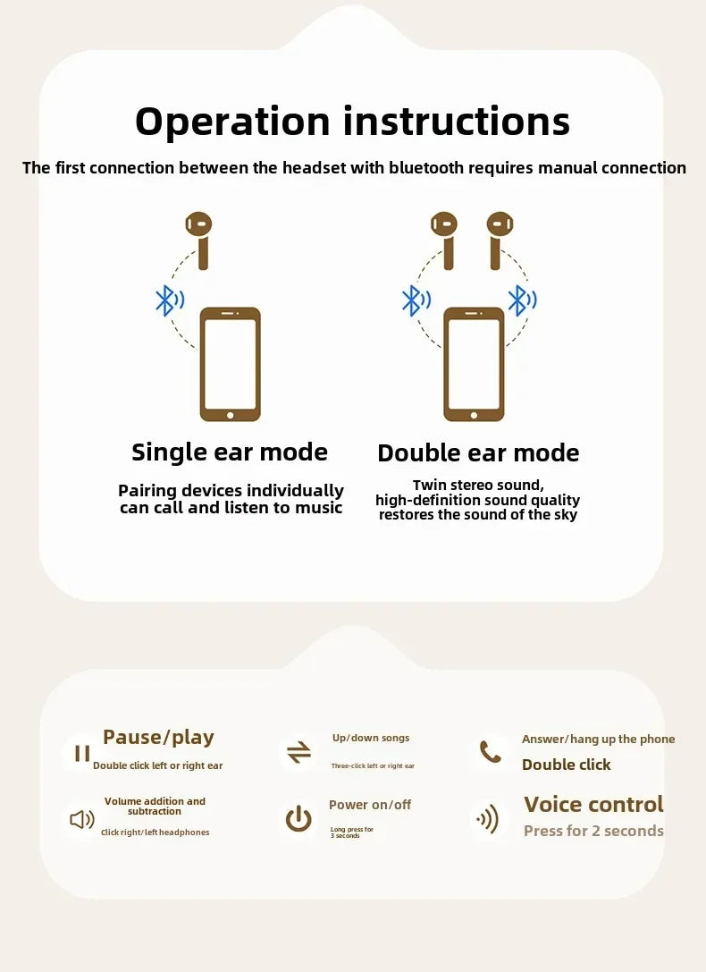 TWS Wireless Earphones Game Bluetooth Headphones with Microphone Noise Reduction High Fide Bass Earphones Headset for phones