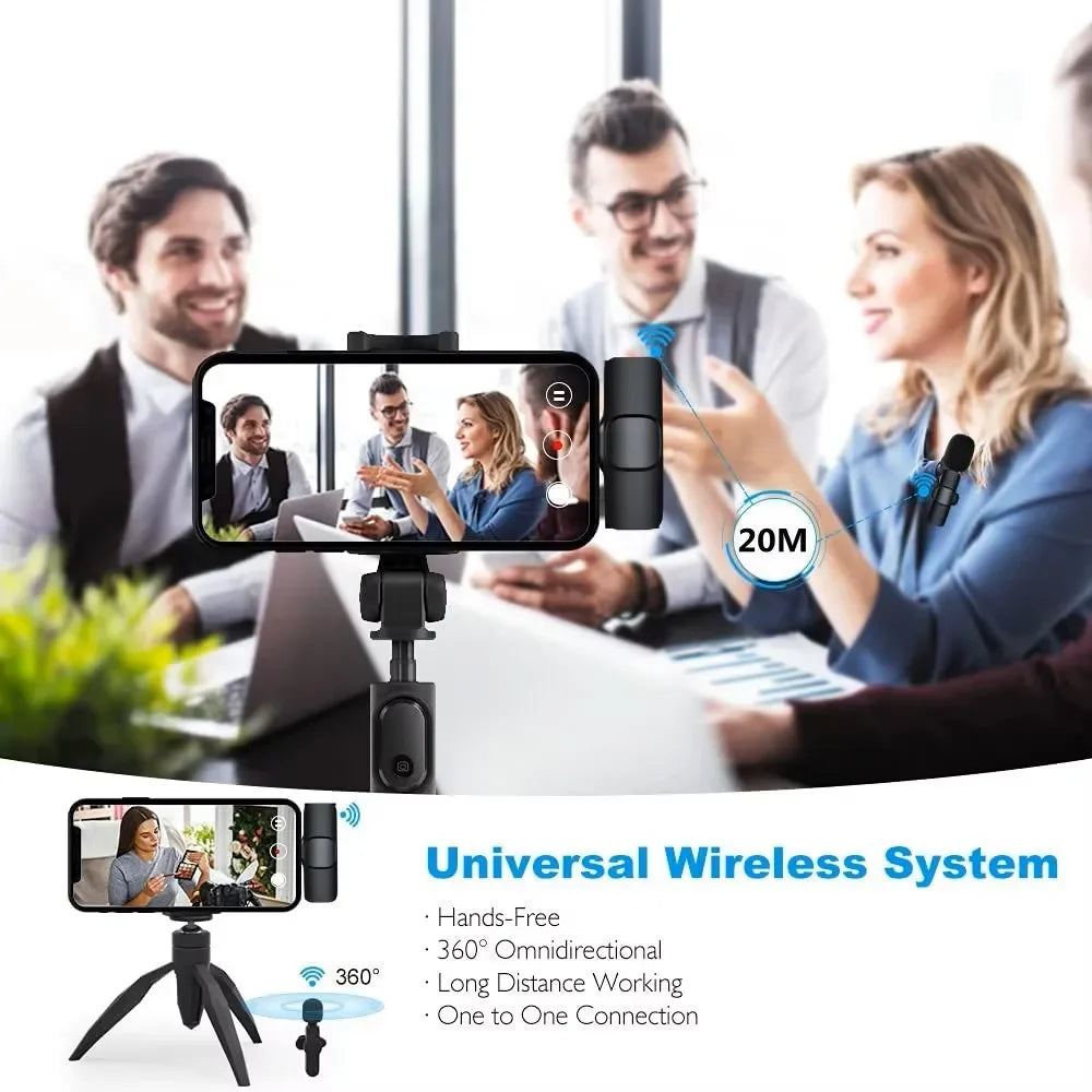Lenovo 2 In 1 Portable Wireless Lavalier Microphone for Live Broadcast Gaming Audio Video Recording iPhone Android Mini Mic