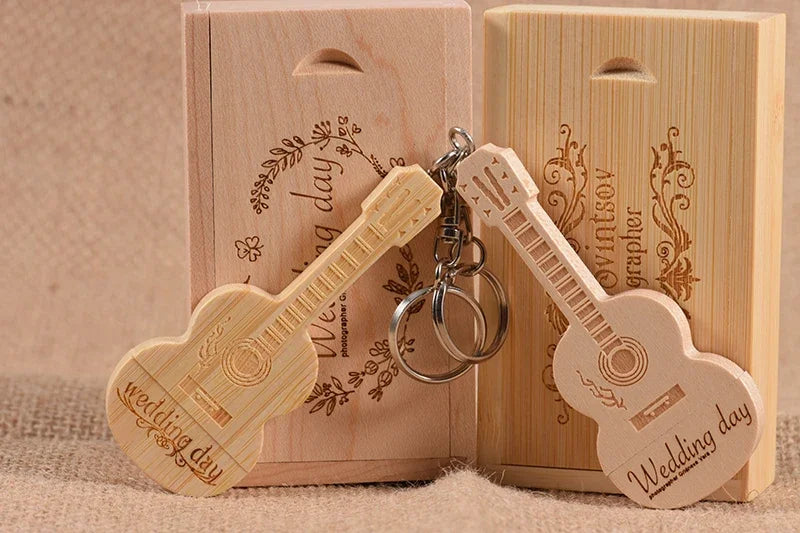 JASTER USB 3.0 Flash Drives Wooden Guitar 128GB Free Custom Logo Pen Drive 64GB with Box Memory Stick Music Business Gift U disk