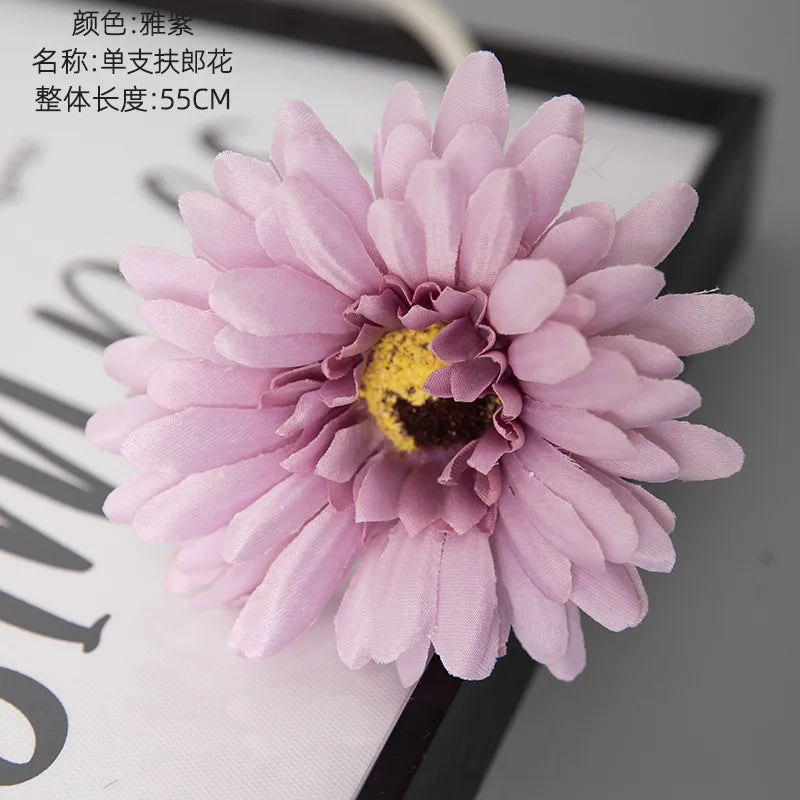 1piece 55cm Artificial Gerbera Flower Branch Wedding Garden Decoration Fake Silk Sunflower Party Home Decoration Accessories