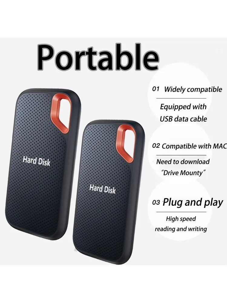 High-speed Portable SSD 1TB External Hard Drive 2TB Mobile Solid State Drive 4TB 16TB Mass External Hard Disk for Laptop/MAC/PC