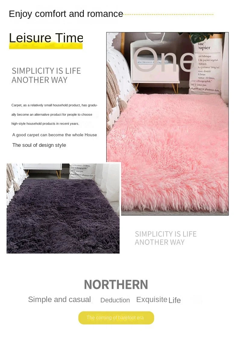 VIKAMA Silk and Wool Carpet, Solid Color, Simple Style, Suitable for Home Bedrooms, Bedside Rug, Dirt-resistant and Warm.