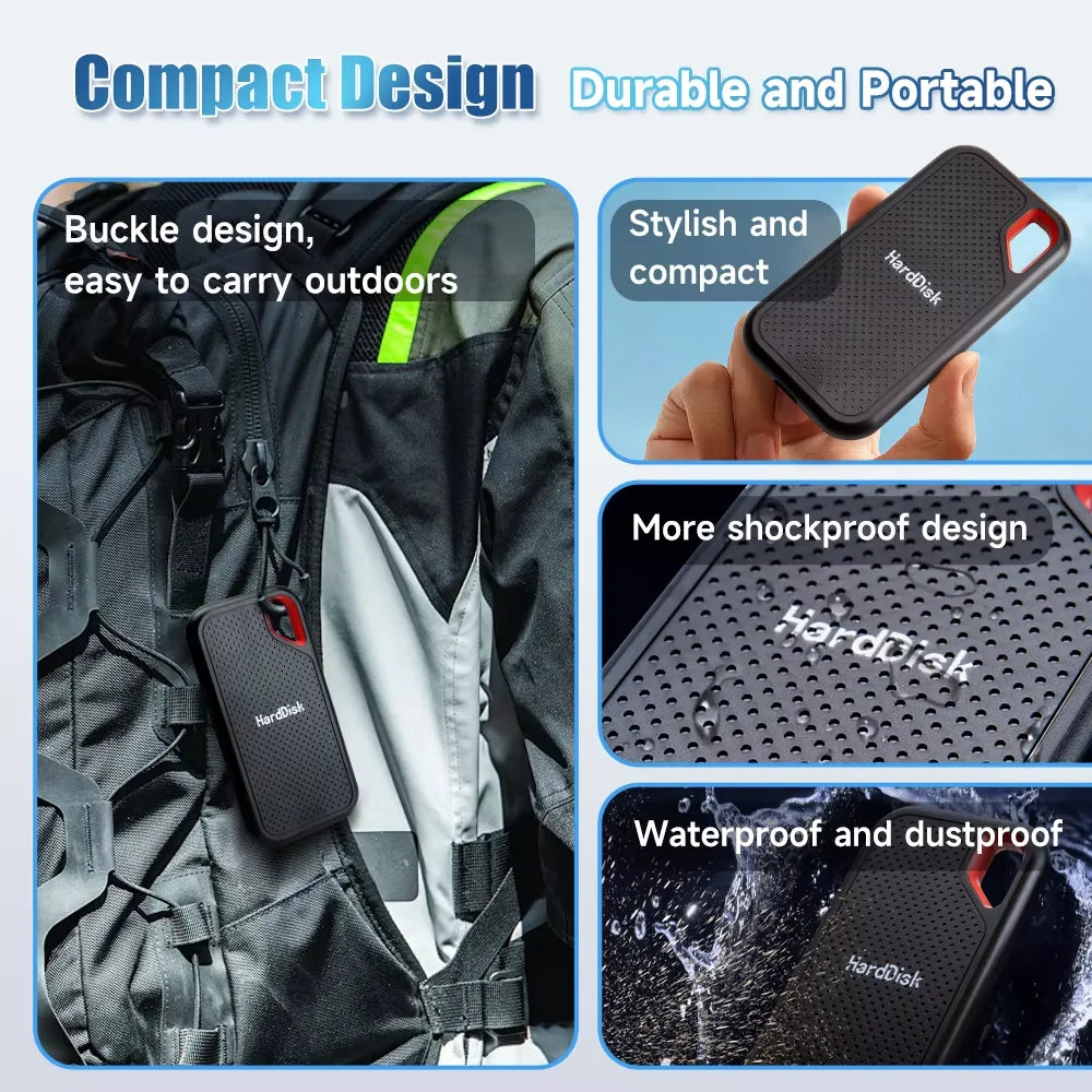 High-speed Portable SSD 1TB External Hard Drive 2TB Mobile Solid State Drive 4TB 16TB Mass External Hard Disk for Laptop/MAC/PC