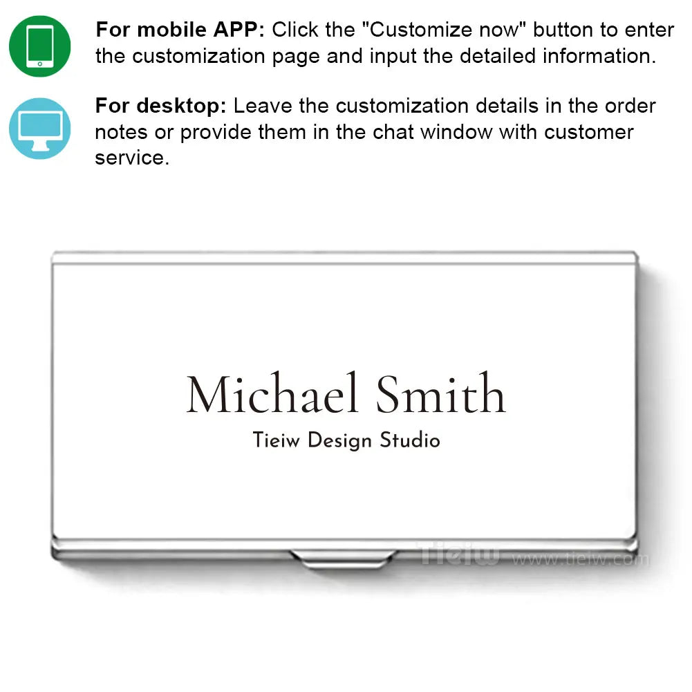 Personalized Name Card Holder, Custom Laser Engraved Name/Logo Aluminum Business Card Box for Office & Gifts