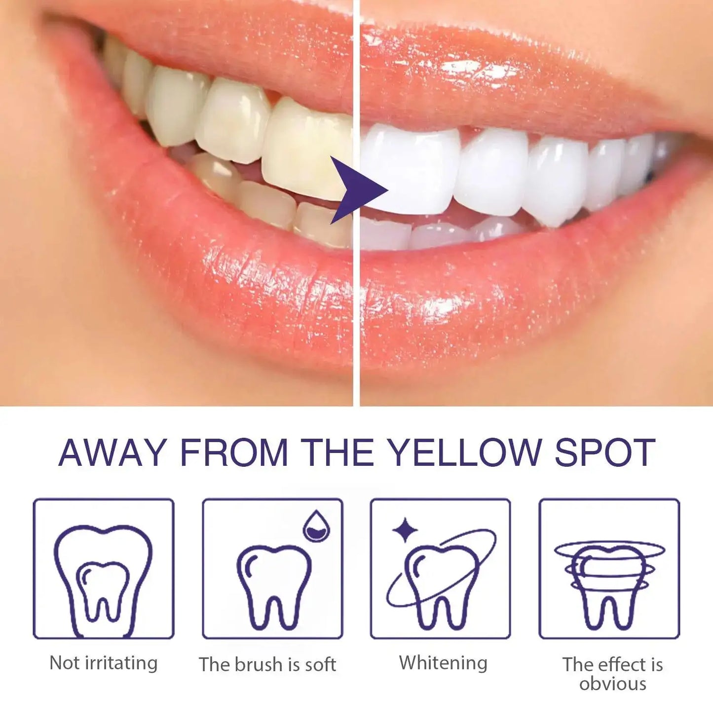 V34 Purple Teeth Whitening Toothpaste Remove Plaque Stains Cleaning Oral Hygiene Dental Bleach Tools Fresh Breath Beauty Health