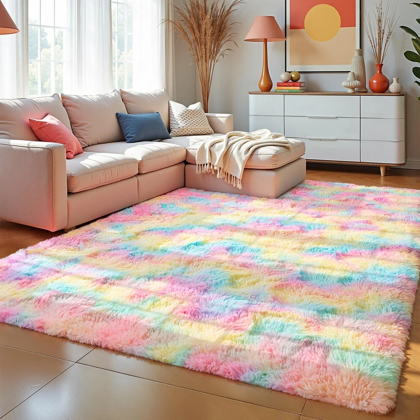 VIKAMA Minimalist Style Living Room Carpet, Fluffy And Slip-Resistant Children's Room Mat, Bathroom Carpet, Home Decoration
