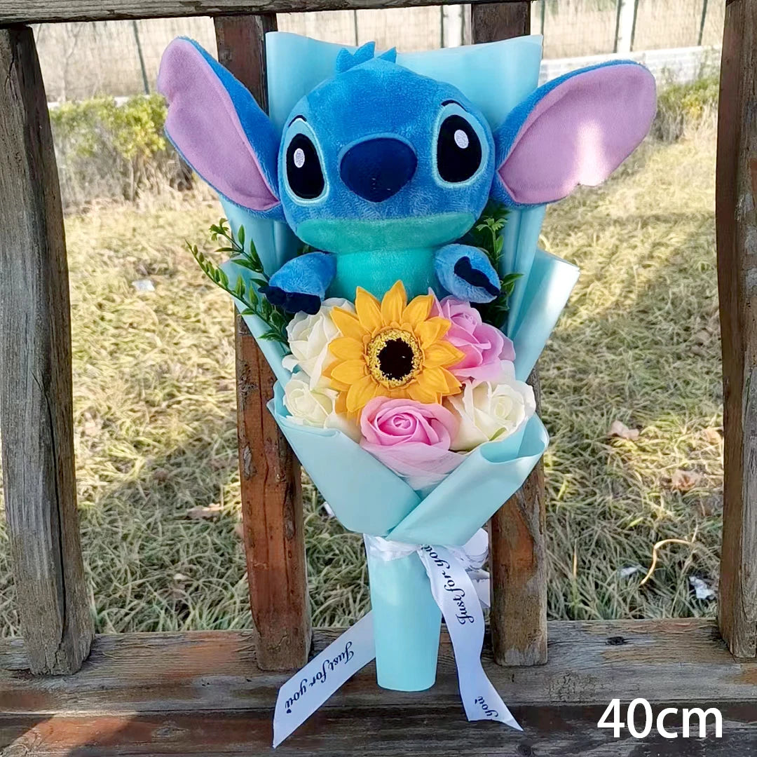 Lilo & Stitch Bouquet Major Holiday Gift PVC Rose Sunflower Anime Stuffed Doll Birthday Girl Valentine'S Christmas Day Girl Gift