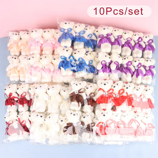 10Pcs 12cm Bear Flower Bouquet Toy Cartoon Doll Bear Bouquet Graduation Birthday Wedding Gifts Party Decor small gifts
