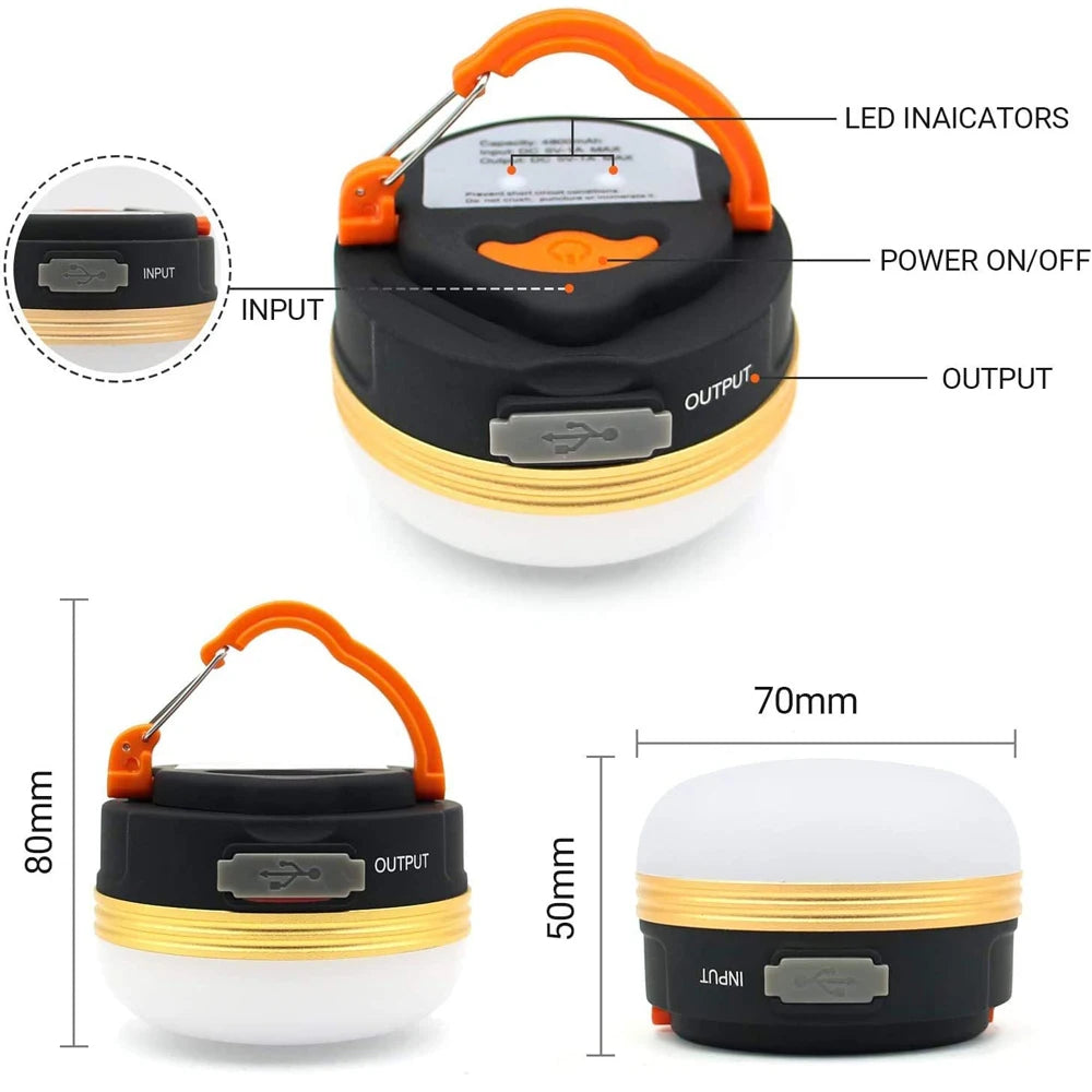 10W High Power Camping Lantern Tents Lamp 1200mah USB Rechargeable Portable Camping Lights Outdoor Hiking Night Hanging Lamp