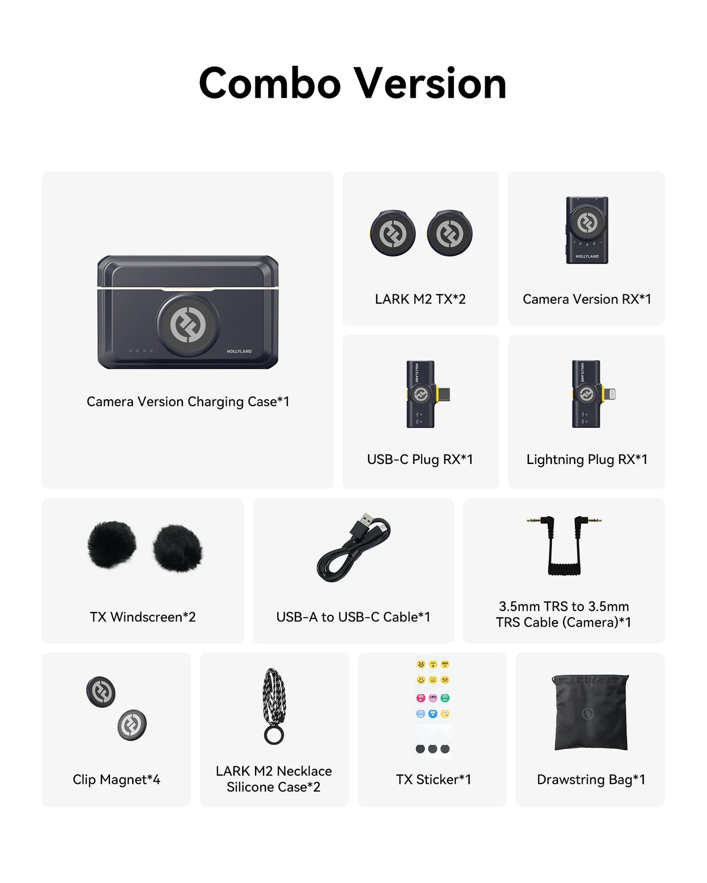 Hollyland Lark M2 Wireless Lavalier Microphone for iPhone Android Camera Noise Cancellation for Video Recording Streaming Mic