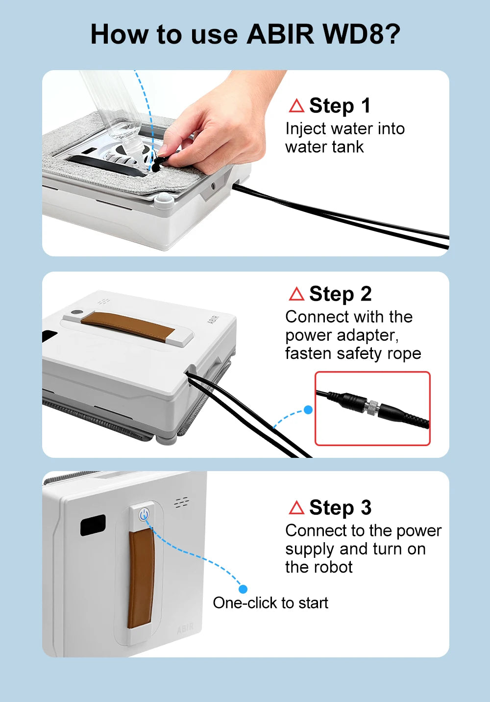 ABIR WD8 Robot Window Vacuum Cleaner,Dual Water Spray,Laser Sensor,Smart Home Glass Wall Wet Dry Cleaning ,APP&Remote Control
