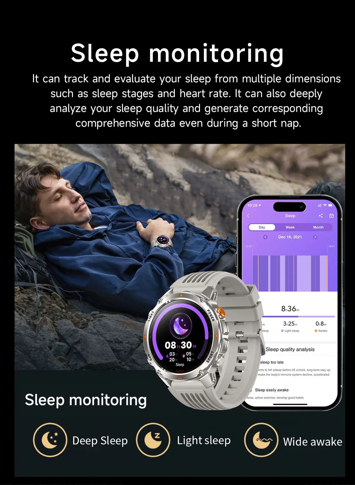 Forerunner 570 GPS Smart Watch 3ATM Waterproof  AMOLED Screen MULTI-BAND GNSS Compass Altimeter Flashlight Sports Smartwatch Men