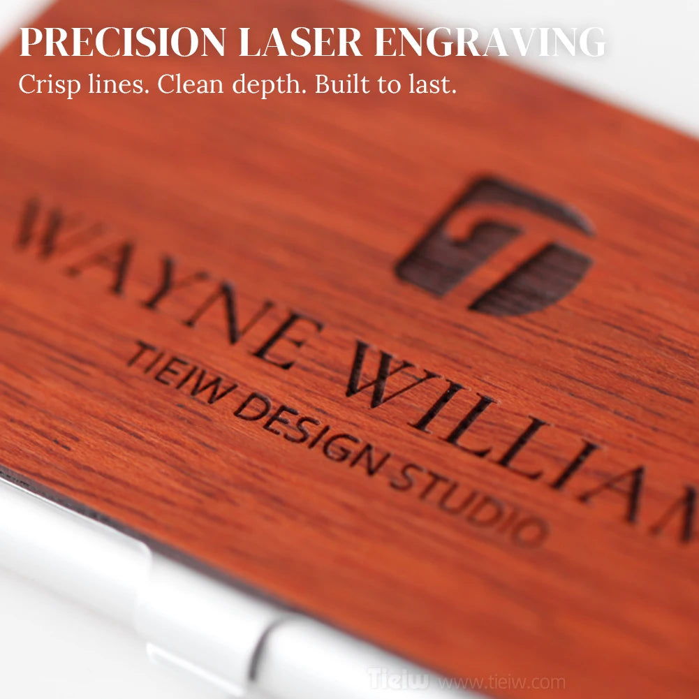 Personalized Name Card Holder, Custom Laser Engraved Name/Logo Aluminum Business Card Box for Office & Gifts