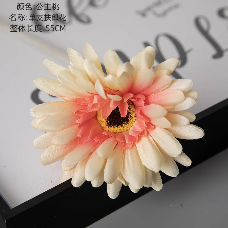 1piece 55cm Artificial Gerbera Flower Branch Wedding Garden Decoration Fake Silk Sunflower Party Home Decoration Accessories
