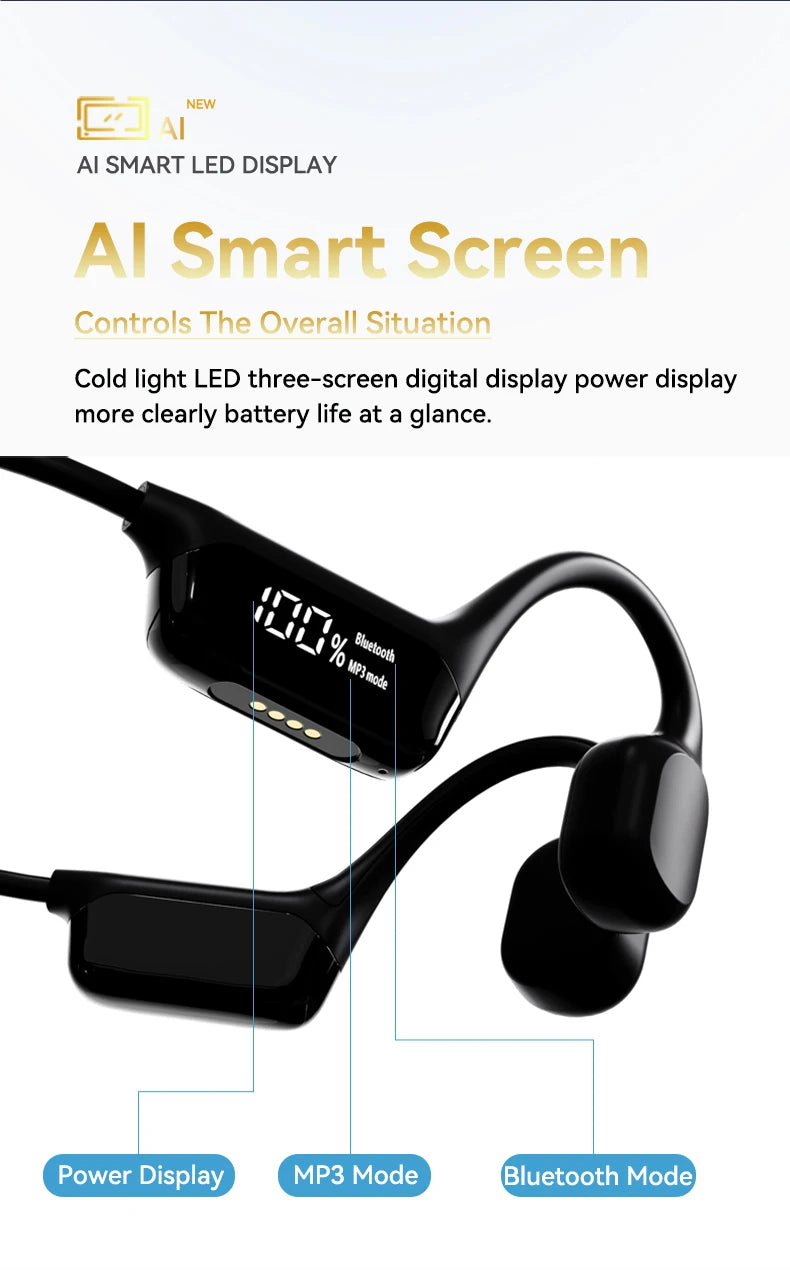 IPX8 Waterproof Swimming Bone Conduction headphone Bluetooth 5.4 Bass Wireless headset MP3 (32G) Player Cycling Fitness Earphone