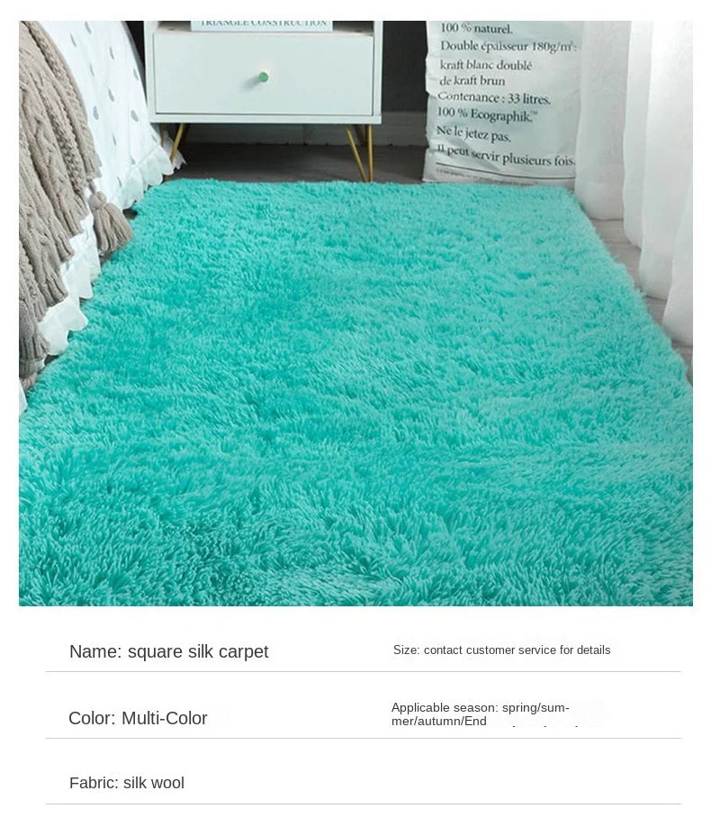 VIKAMA Silk and Wool Carpet, Solid Color, Simple Style, Suitable for Home Bedrooms, Bedside Rug, Dirt-resistant and Warm.