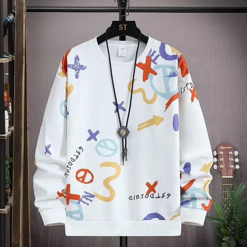 New Spring Collection Men's Sweatshirt Japanese Cartoon Graphic Hoodie Plus Size Top Loose Fit Fashion Men's Clothing